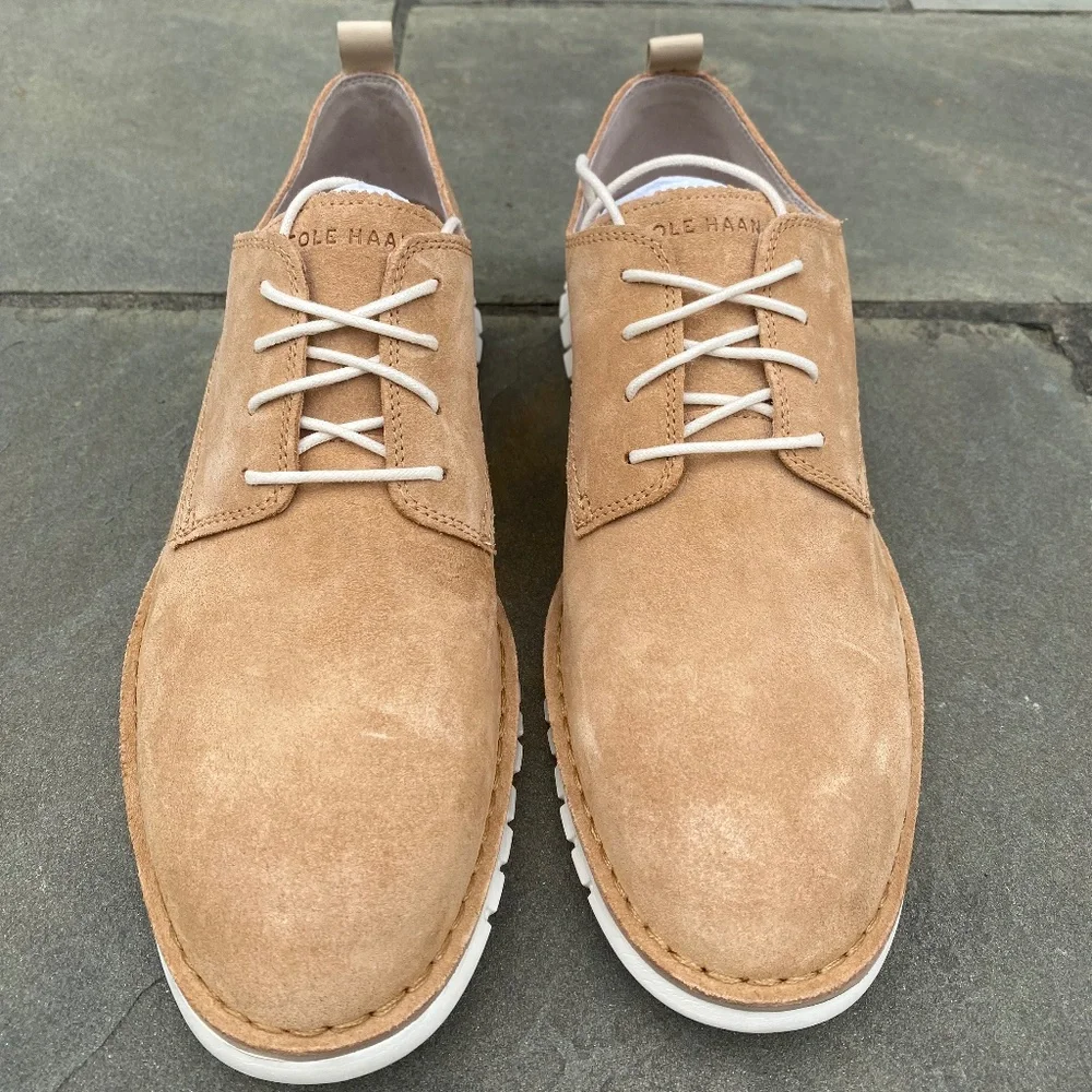 Cole Haan Zerogrand Stitchout Oxford shoes beige ivory suede 11M